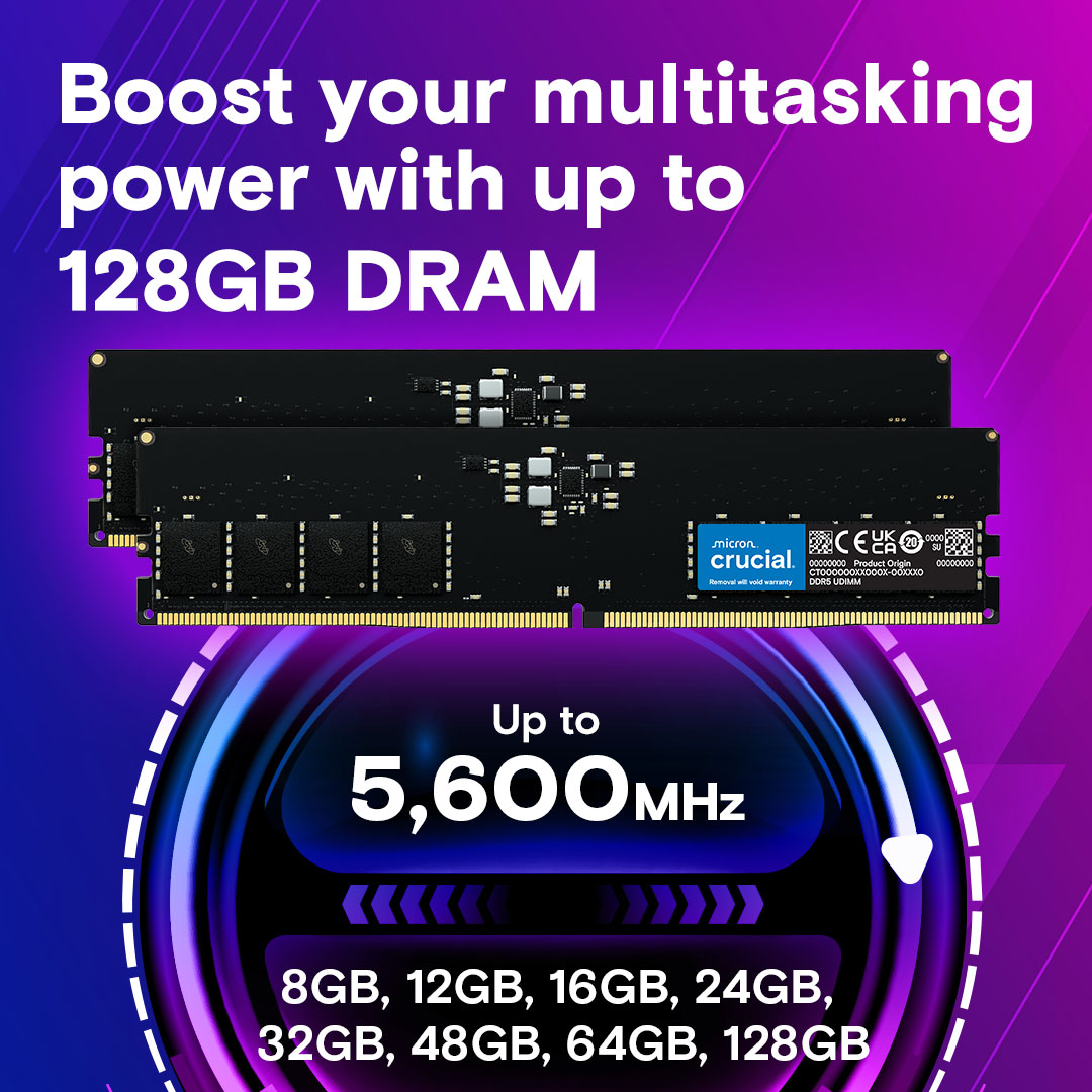 Crucial 64GB Kit (32GBx2) DDR5-5200 UDIMM | CT2K32G52C42U5