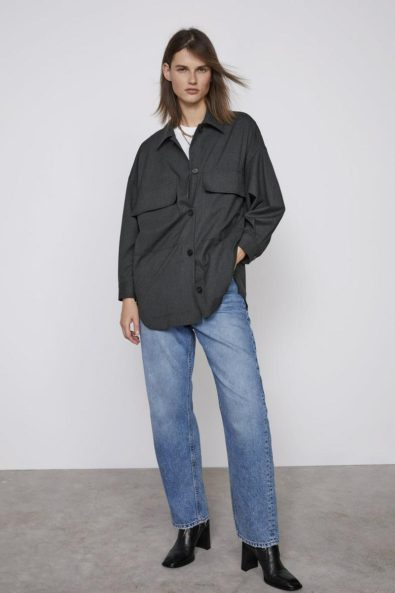 ZARA(ザラ)の「ポケット付きシャツジャケット」 - PARTE