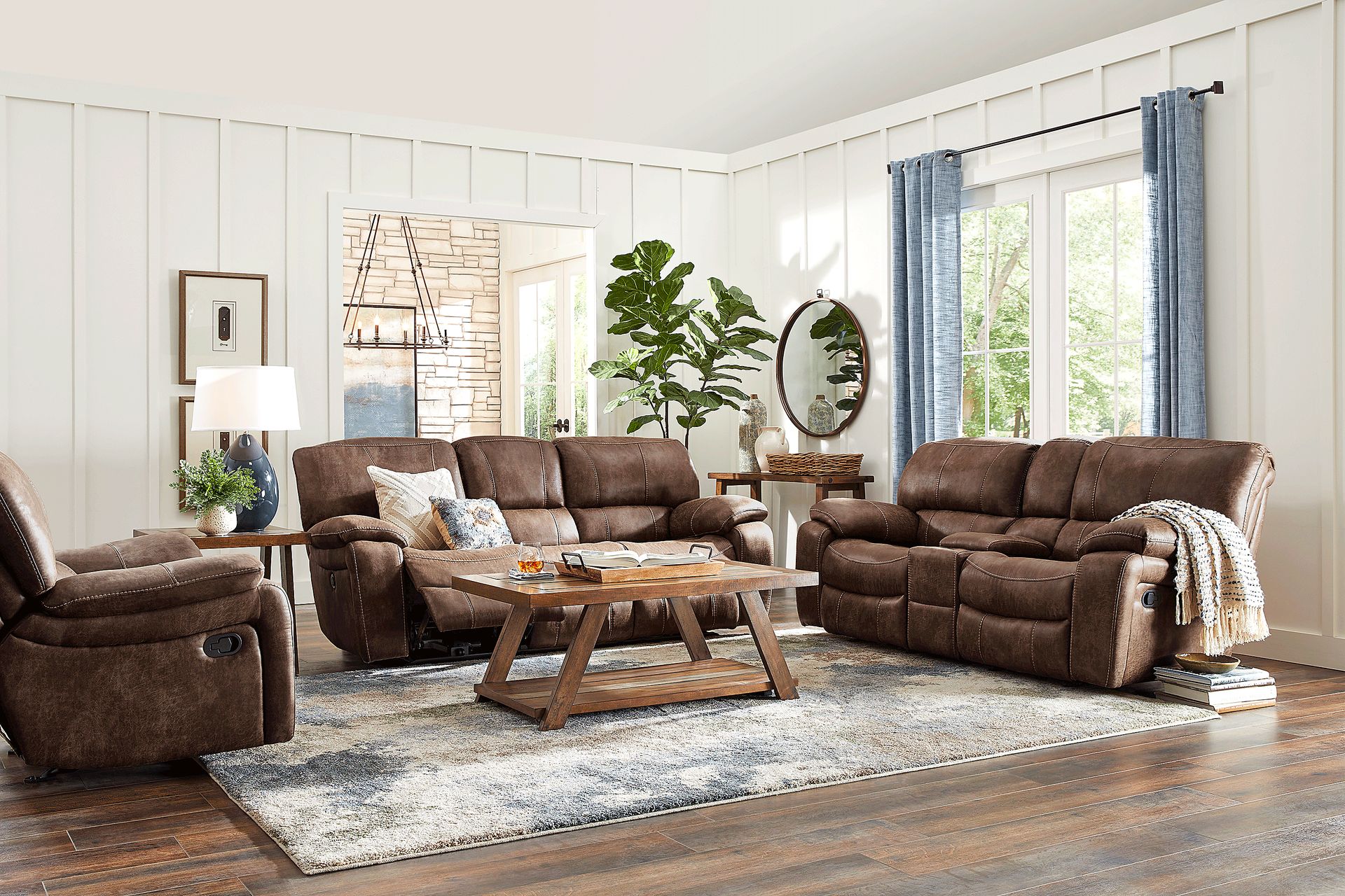Cindy Crawford Alpen Ridge 3 Pc Brown Microfiber Manual Reclining