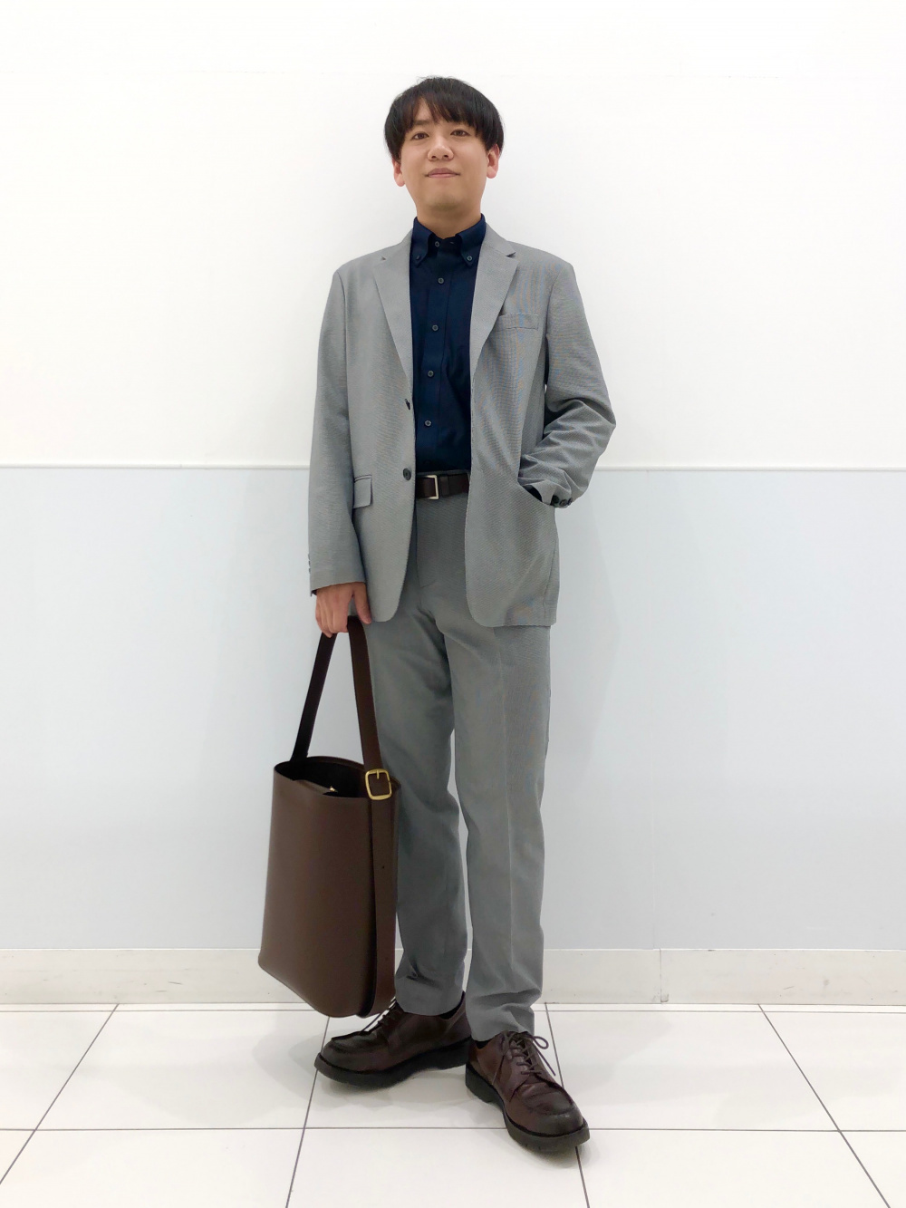 テーラードジャケット セットアップ可能、感動パンツ/チドリ」の着用