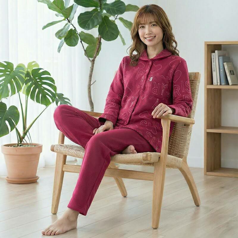 ELLE】ニットキルトジャガード PARIS 柄 ハート柄 パジャマ | arakawa