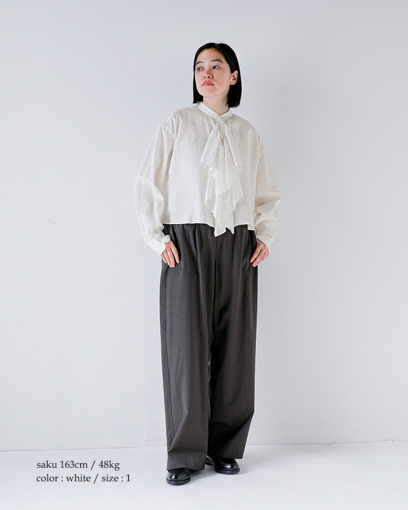 HAVERSACK ハバーサック リネンポプリン クロップドフリルシャツ
