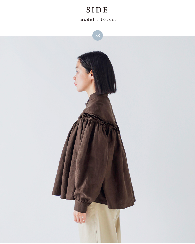 Scye サイ リネン キャンブリック タック ブラウス 60/1Linen Cambric