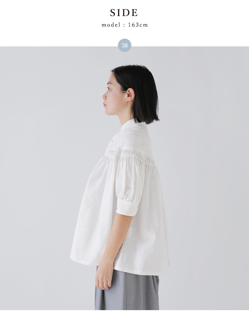 Scye サイ リネン キャンブリック タック ハーフスリーブ ブラウス 60