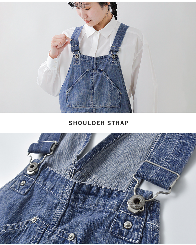 chimala チマラ ダブル幅デニム オーバーオール cs41-wp09 レディース