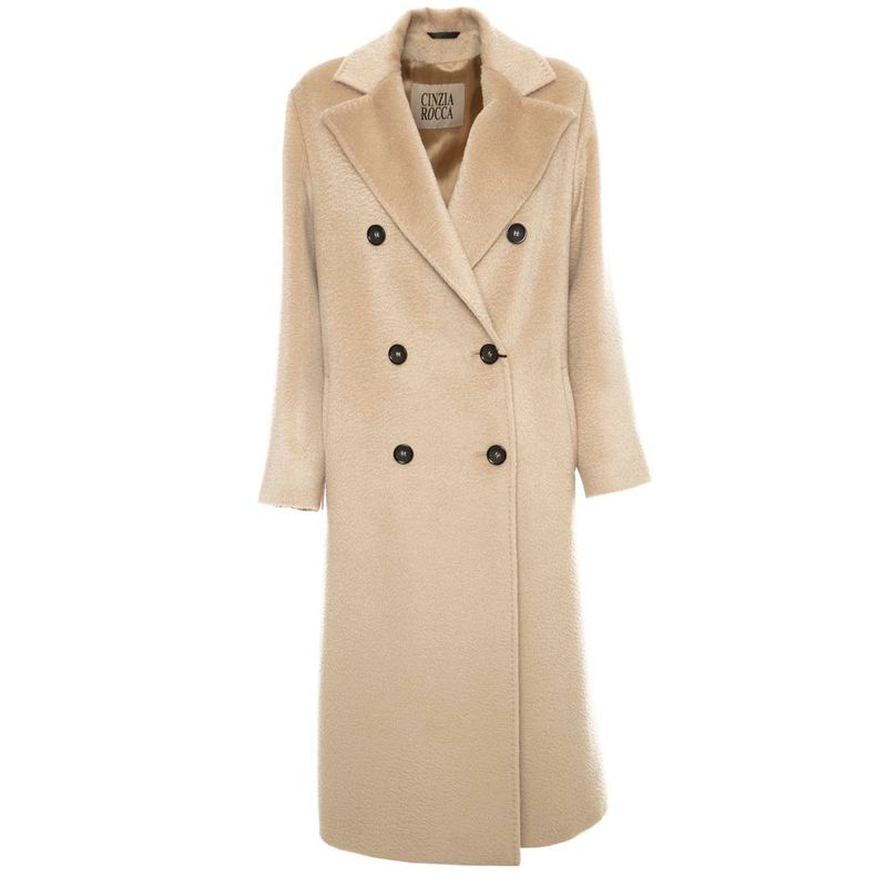 Cinzia Rocca - Long beige coat in alpaca and wool on Arteni.it