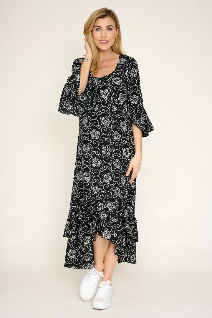 Victoria Midi Dress in Monochrome – At Last Shop