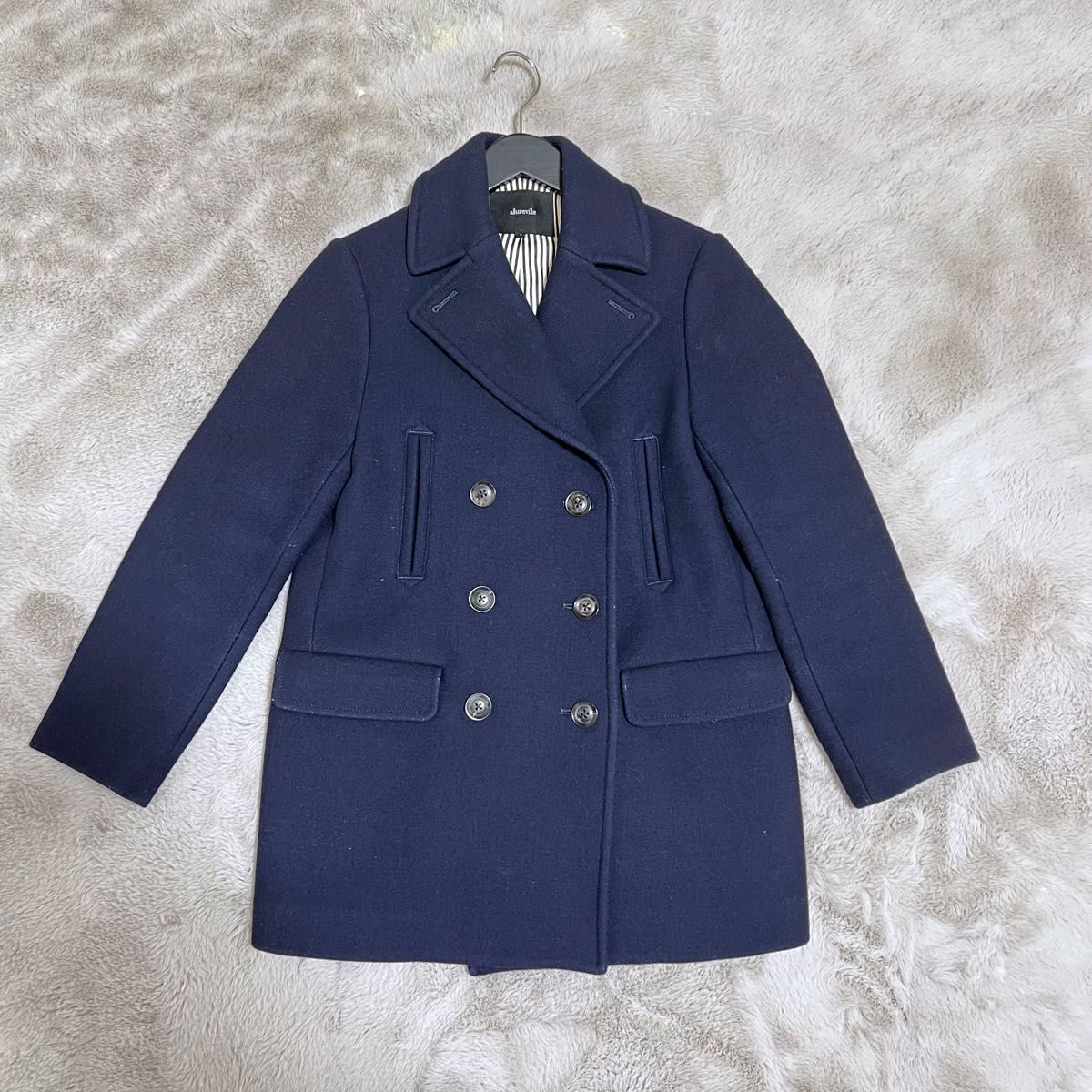 美品】orcival オーシバル ダブル ピーコート ウールコート ネイビー M