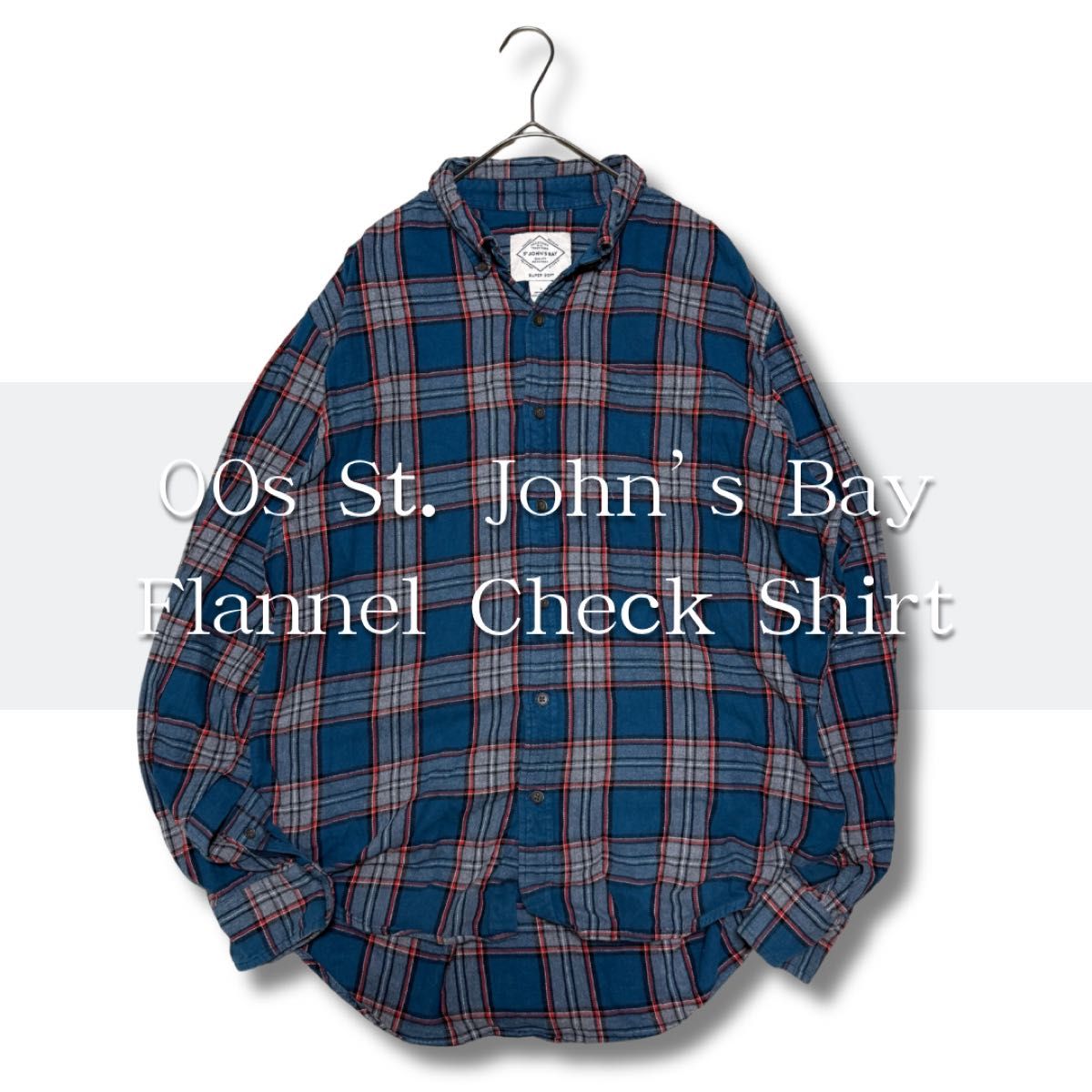ST JOHN'S BAY オンブレチェックシャツ XL ブルーxネイビー 2｜Yahoo