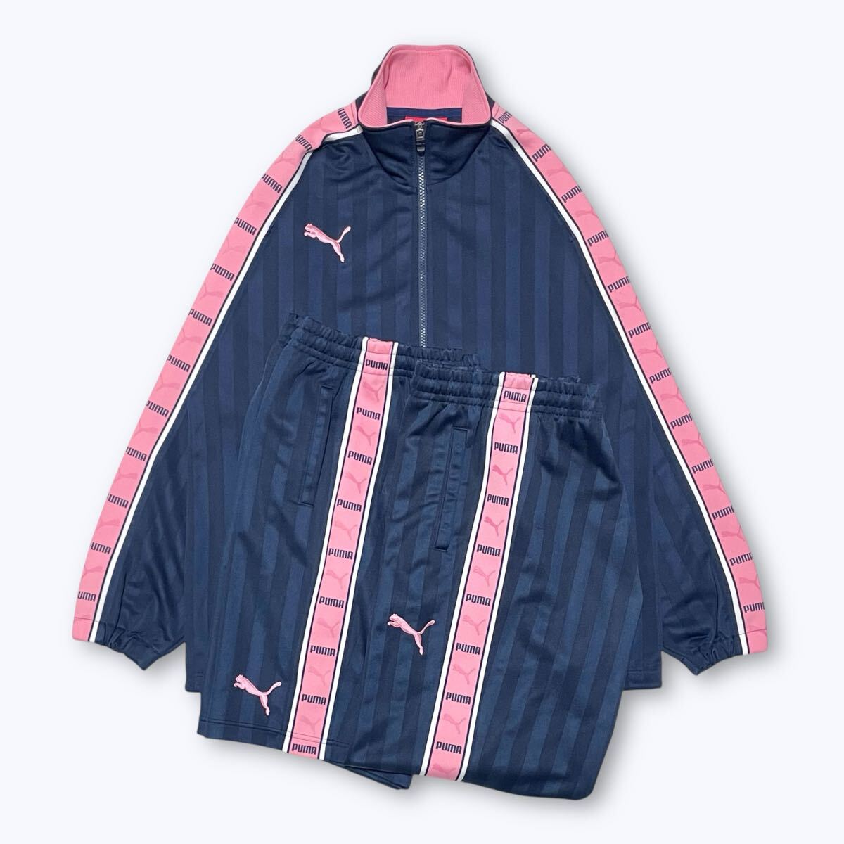 PUMA ネイビー ピンク ジャージ S-M プーマ jk y2k 美品 廃盤 紺色