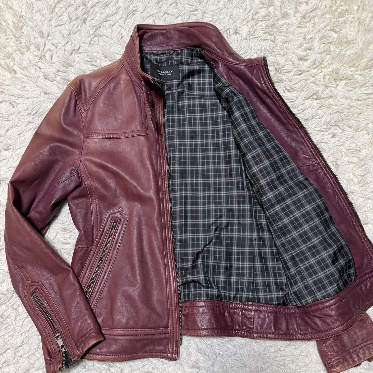 Yahoo!オークション -「burberry black label レザーライダース」の