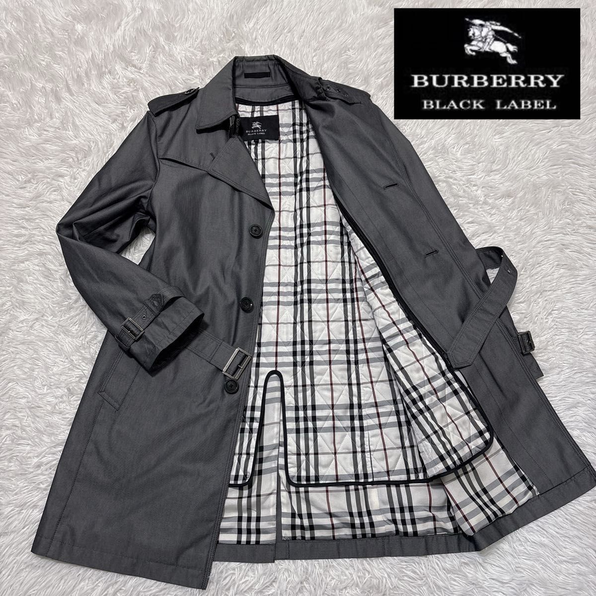 美品 BURBERRY BLACK LABEL トレンチコート M チェック ライナー