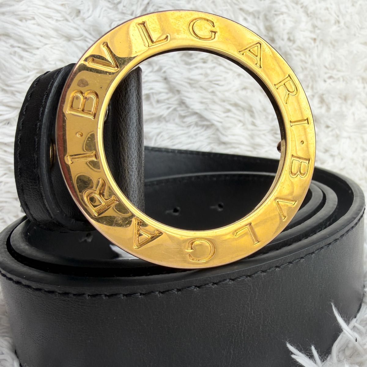 美品】 ブルガリ ベルト ロゴマニア サークルロゴ シルバー金具