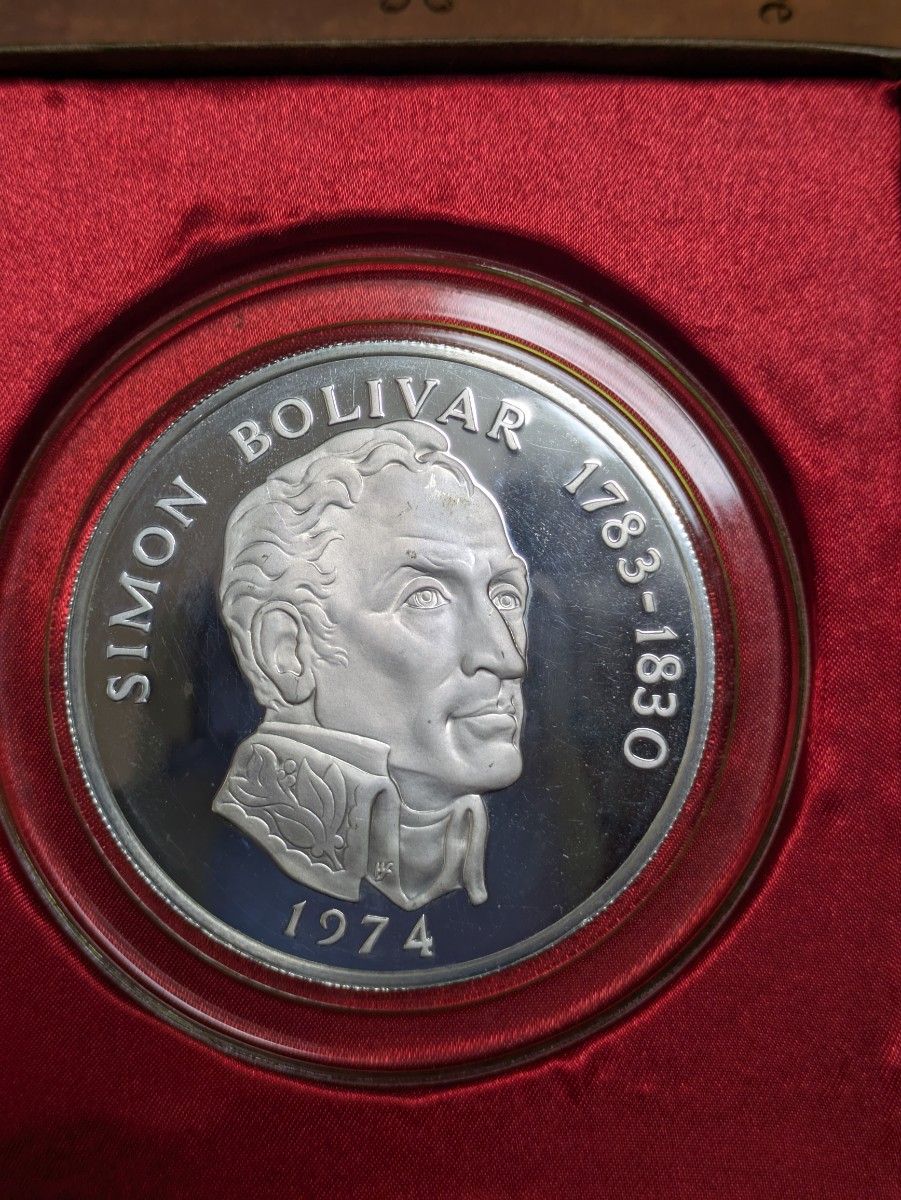 129 5g【4 16オンス 大型銀貨】1973年 パナマ 20バルボア シモン