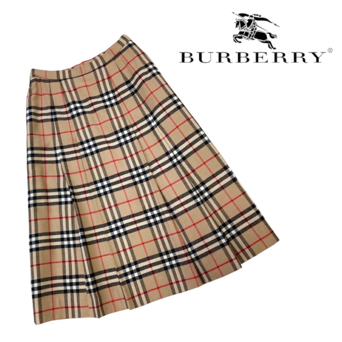 BURBERRY ノバチェック ウール プリーツ ミニスカート 36 ベージュ