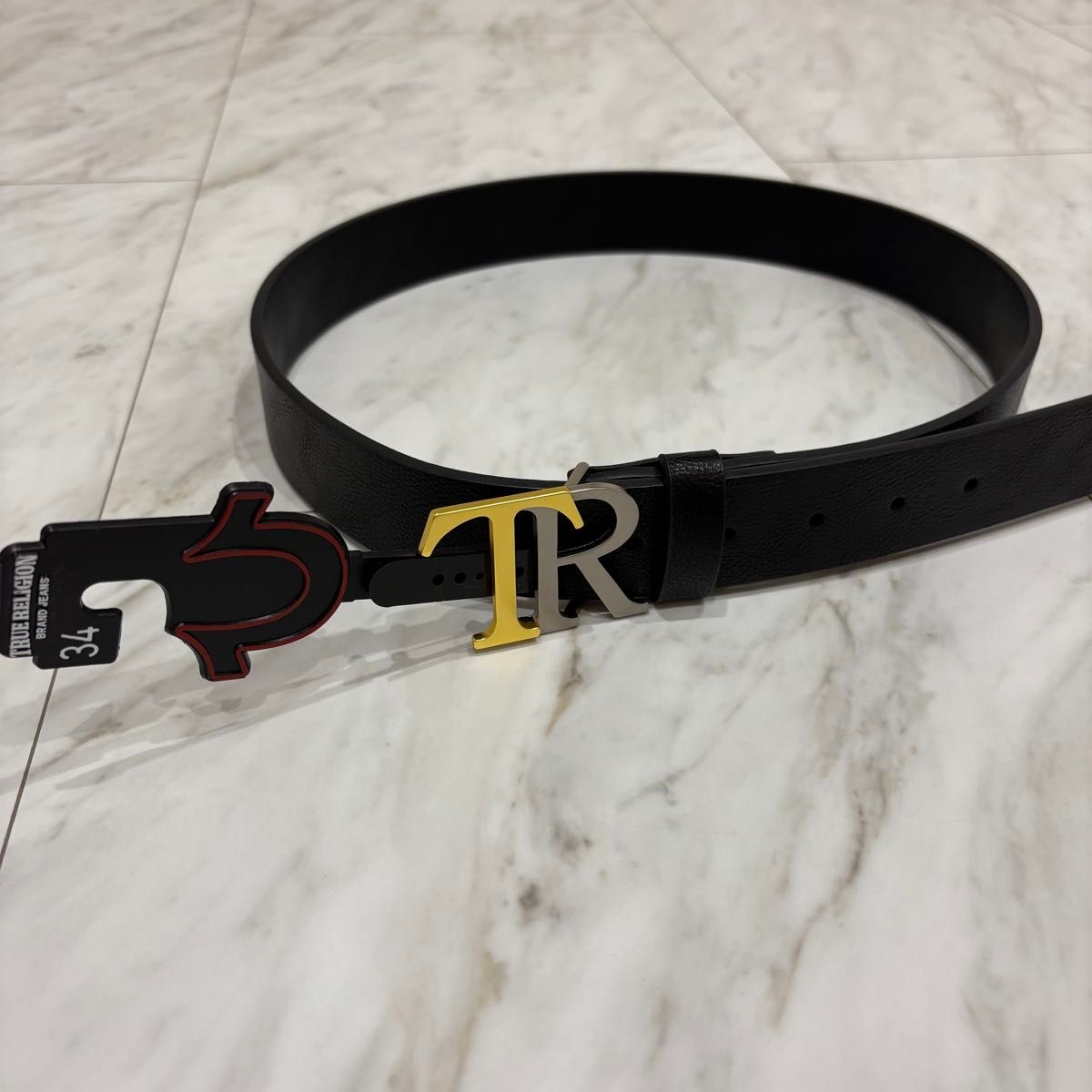 TRUE RELIGION トゥルーレリジョン ベルト 34サイズ ブラック レザー