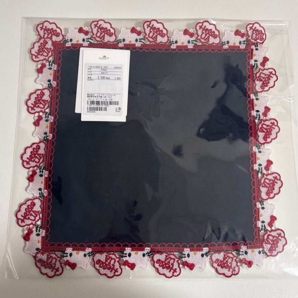 新品 HELLO KITTY 近沢レース店 UNITED ARROWS ハンカチ ネイビー NAVY
