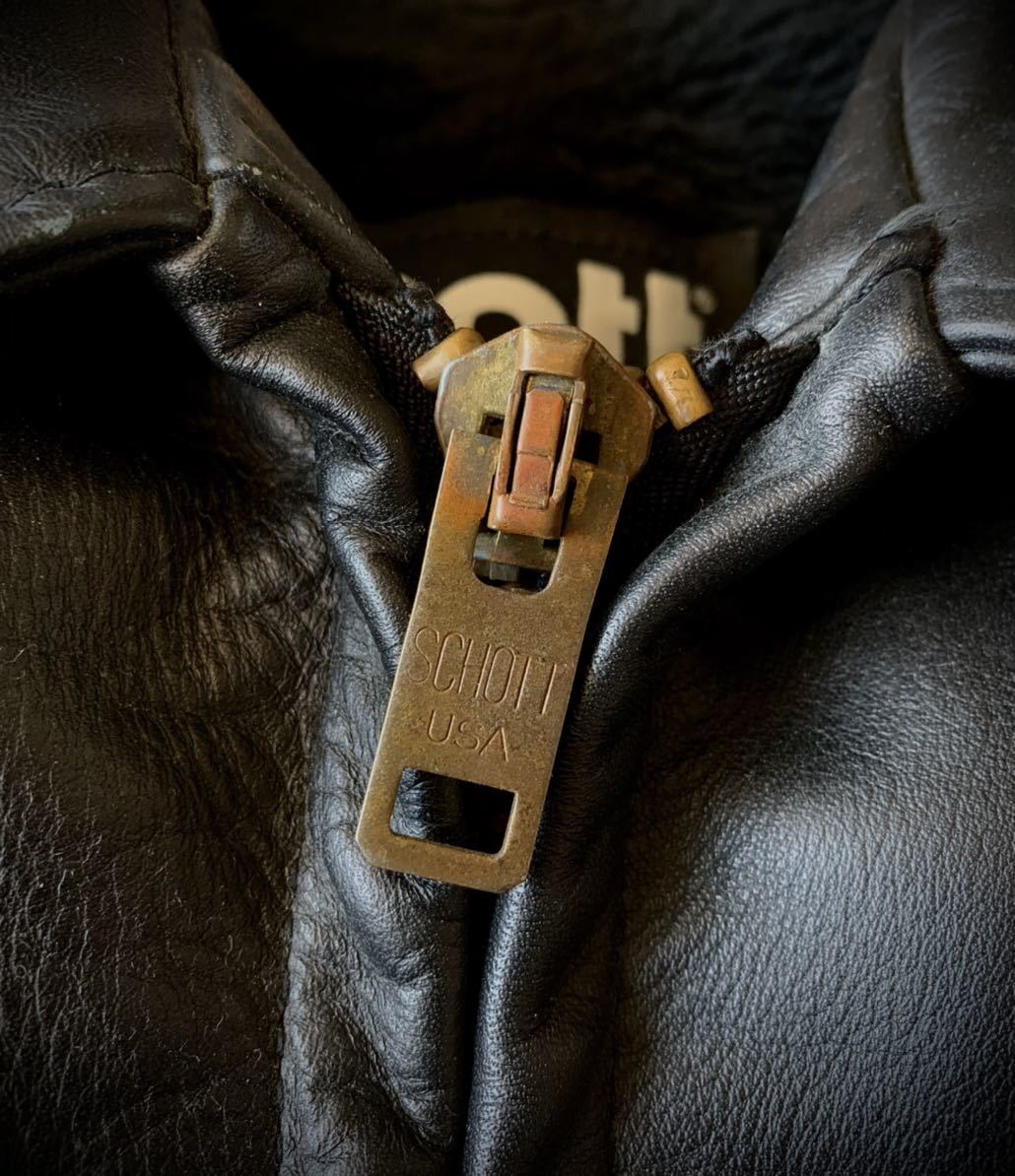 Schott 643 襟付きシングルライダース 38 ボアライナー付属 ショット