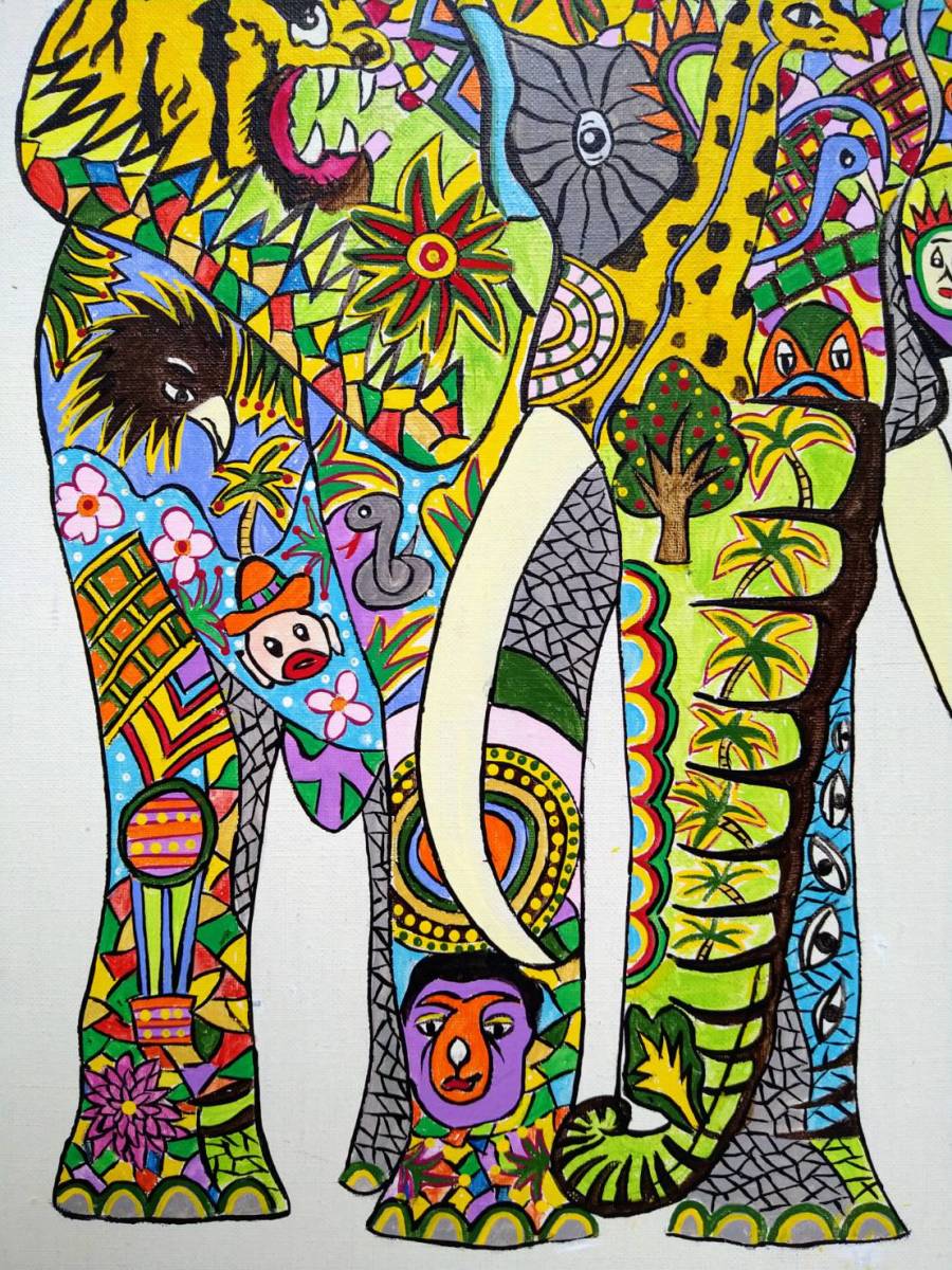 F6号】ジミー大西【アフリカ】肉筆保証//表・裏サイン有り//アクリル