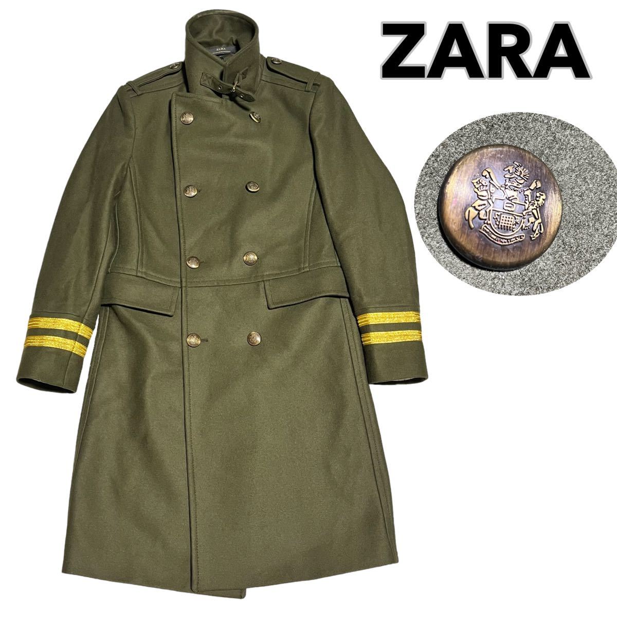 レア ZARA ザラ スタンドカラー ナポレオンコート ダブルボタン P