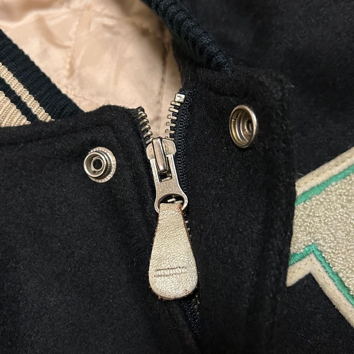 80s 黒タグ Eddie Bauer エディーバウアー スタジャン レザー ウール