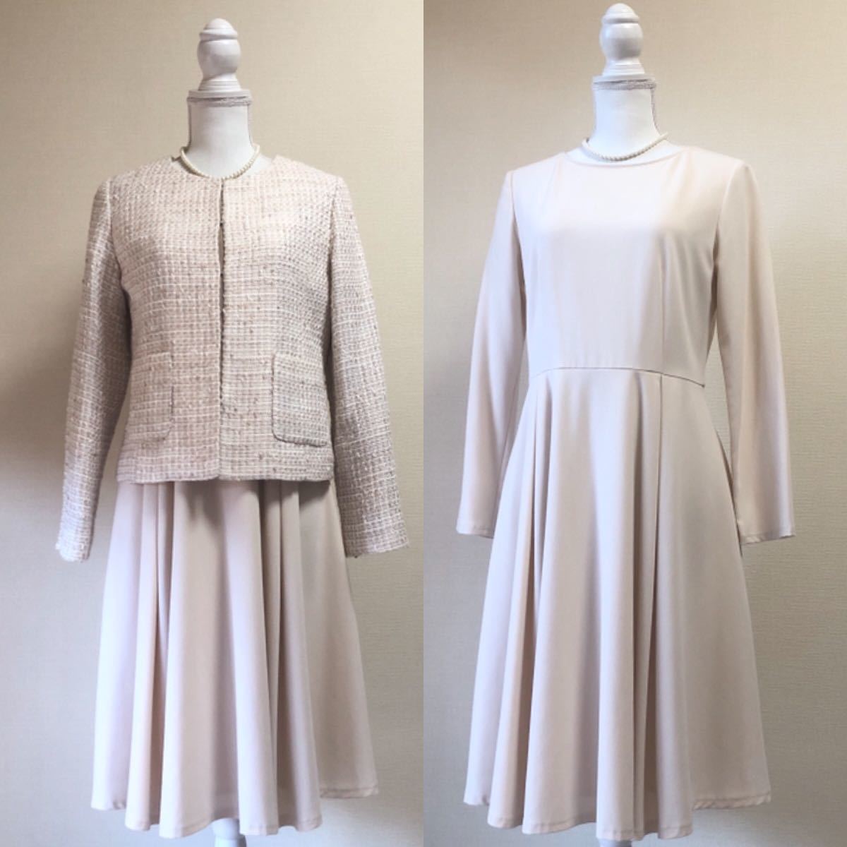 美品 ナチュラルビューティーベーシック スーツ ピンクベージュ L 入学