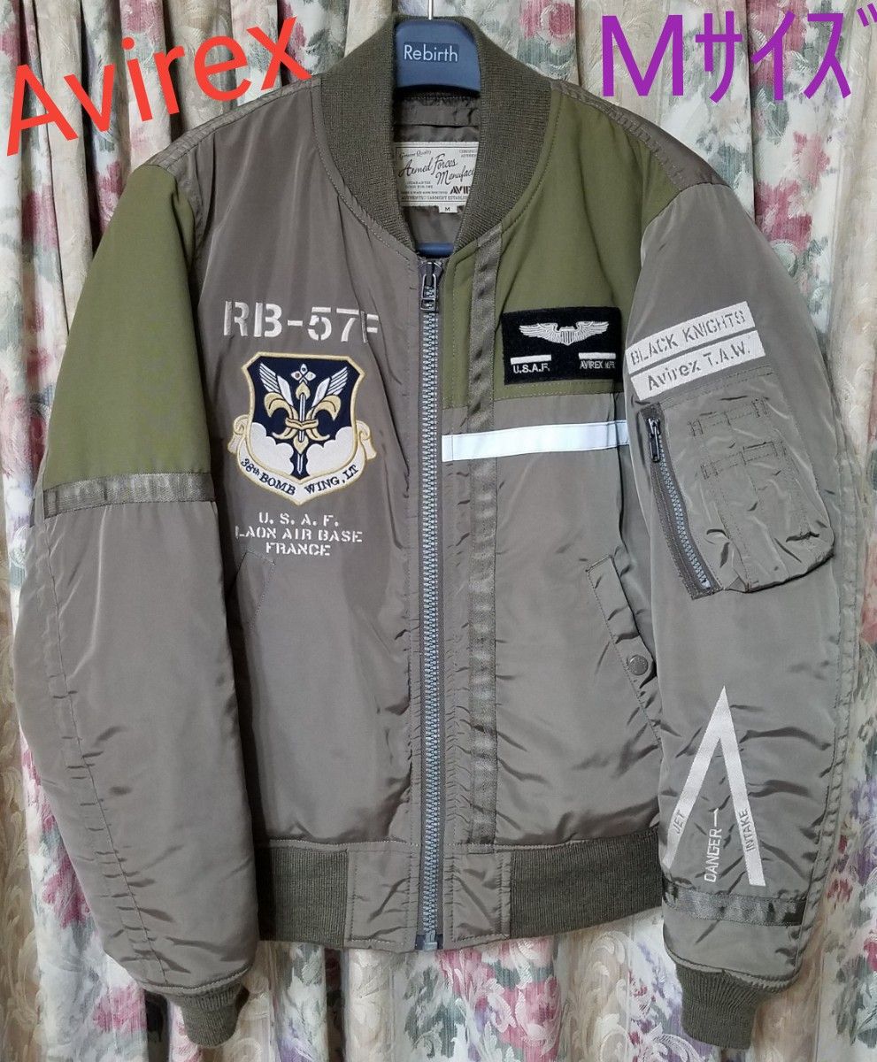 美品】Avirex MA-1 black knights ブラックナイツ Mサイズ カーキ