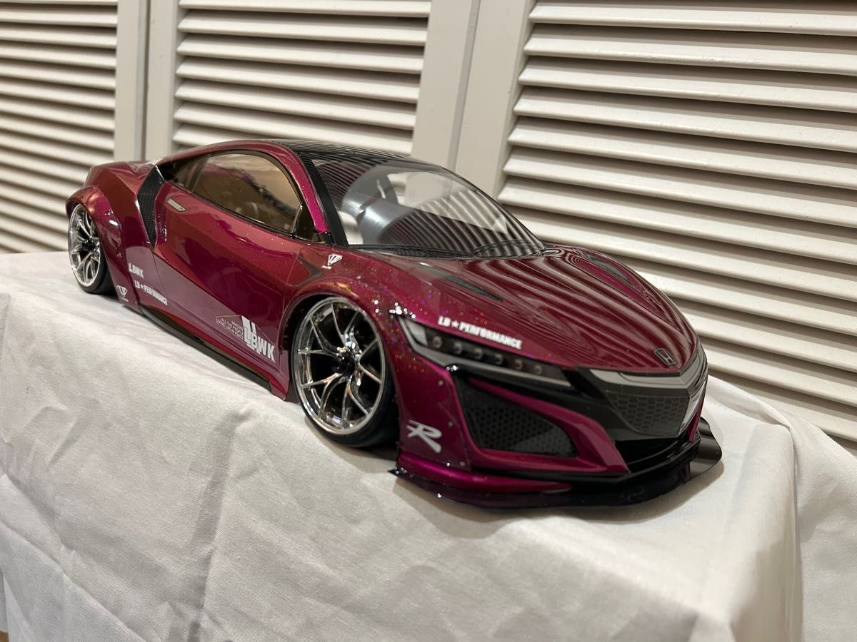 RCカー 1 タミヤNSXボディ塗装済み オーバーフェンダーカスタム