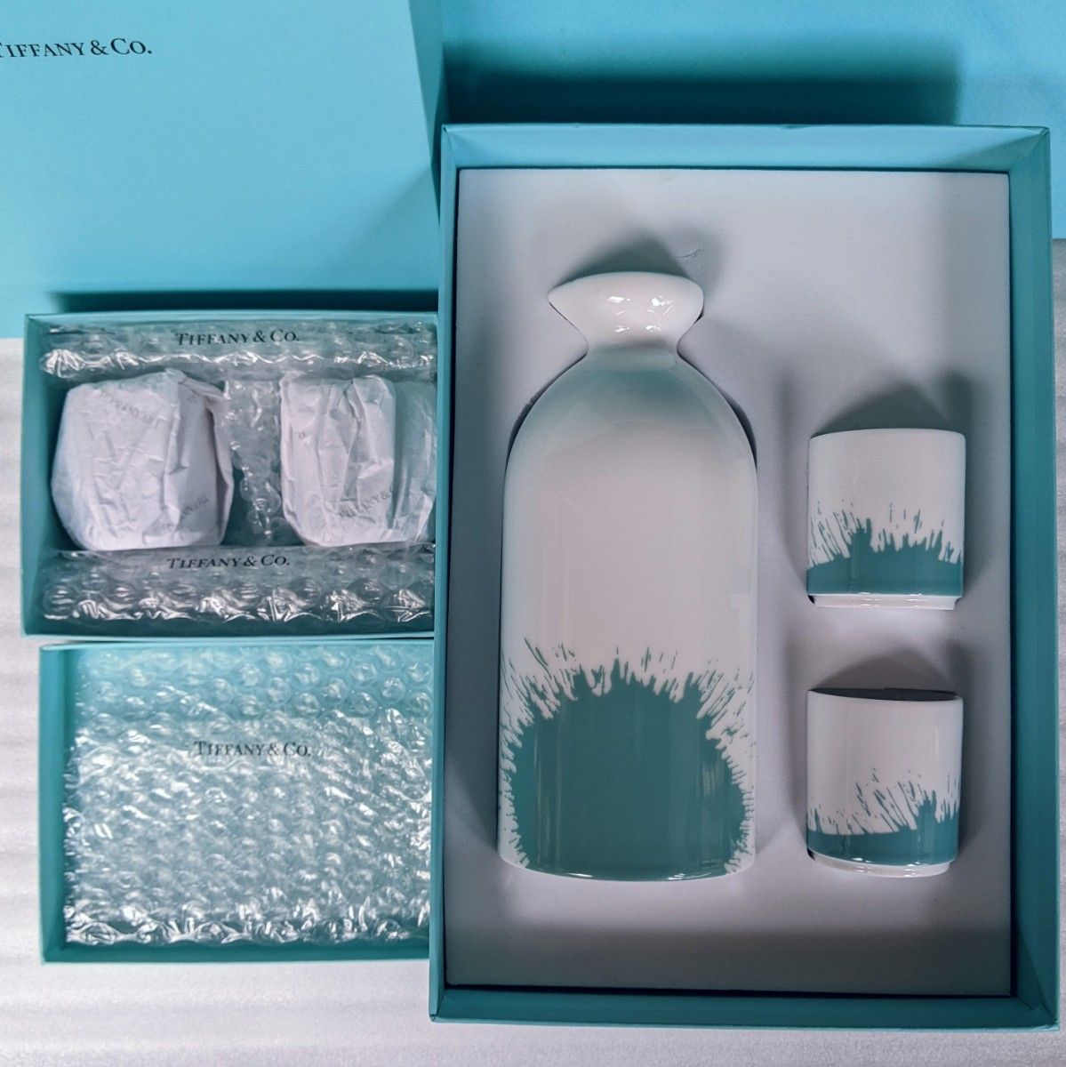 未使用品 ティファニー カラー スプラッシュ サケ セット 陶器製 (徳利