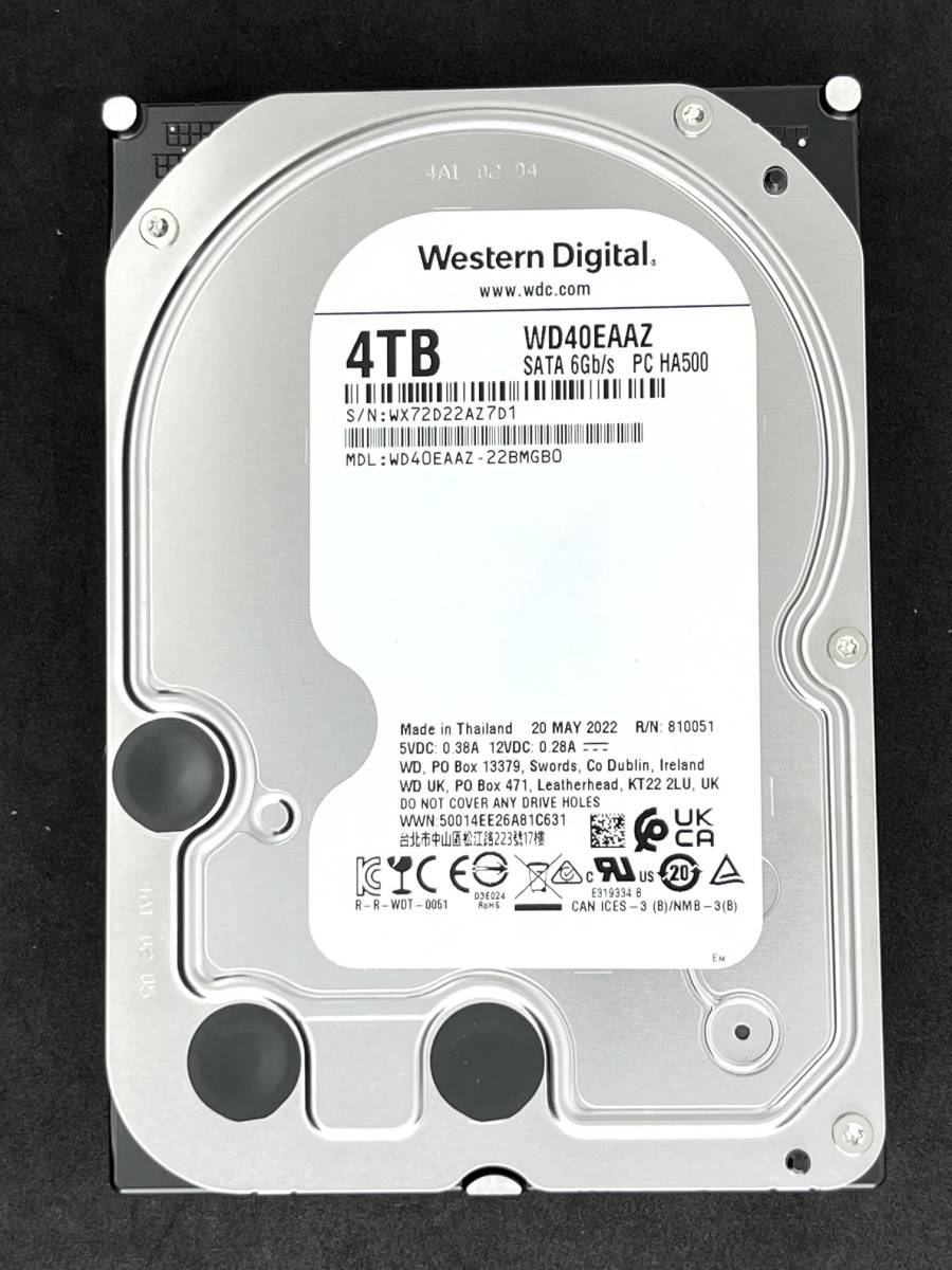 4TB Western Digital / WD40EAAZ 【使用時間 7h】 2022年製 新品同様