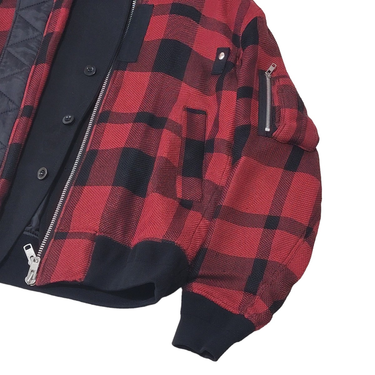 美品】16SS サカイ SACAI ドッキング ブロックチェック柄 MA-1