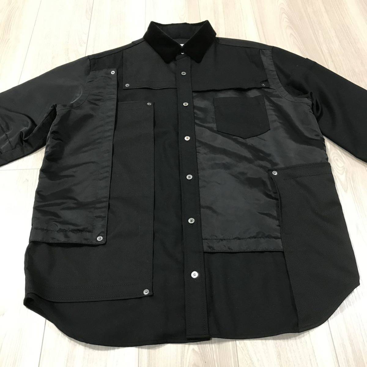 sacai Fabric Combo Shirt Black 2527 サカイ ファブリック コンボ