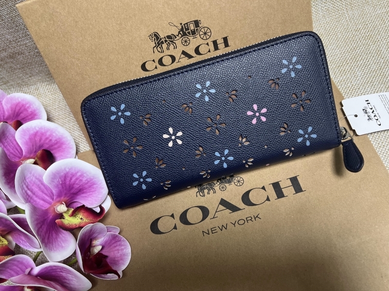 コーチ COACH 財布 長財布 シグネチャー 財布 148 花柄 パンチング