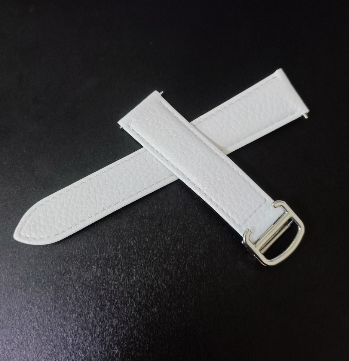 20mm 腕時計 社外品 レザーベルト 革ベルト ホワイト 白 Dバックル付属