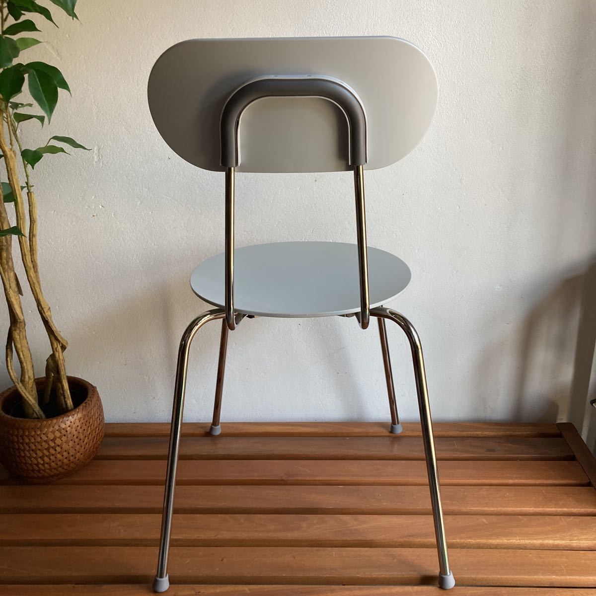 MUJI 無印良品 スチールチェア・樹脂座(ライトグレー) 48×50×82(座面高