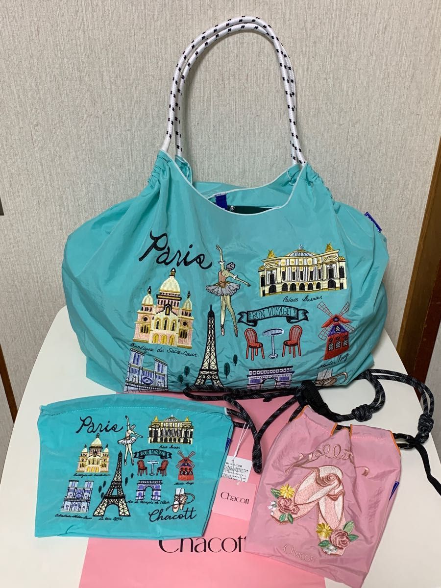 チャコット ボールアンドチェーン コラボ パリポーチ アクアグリーン