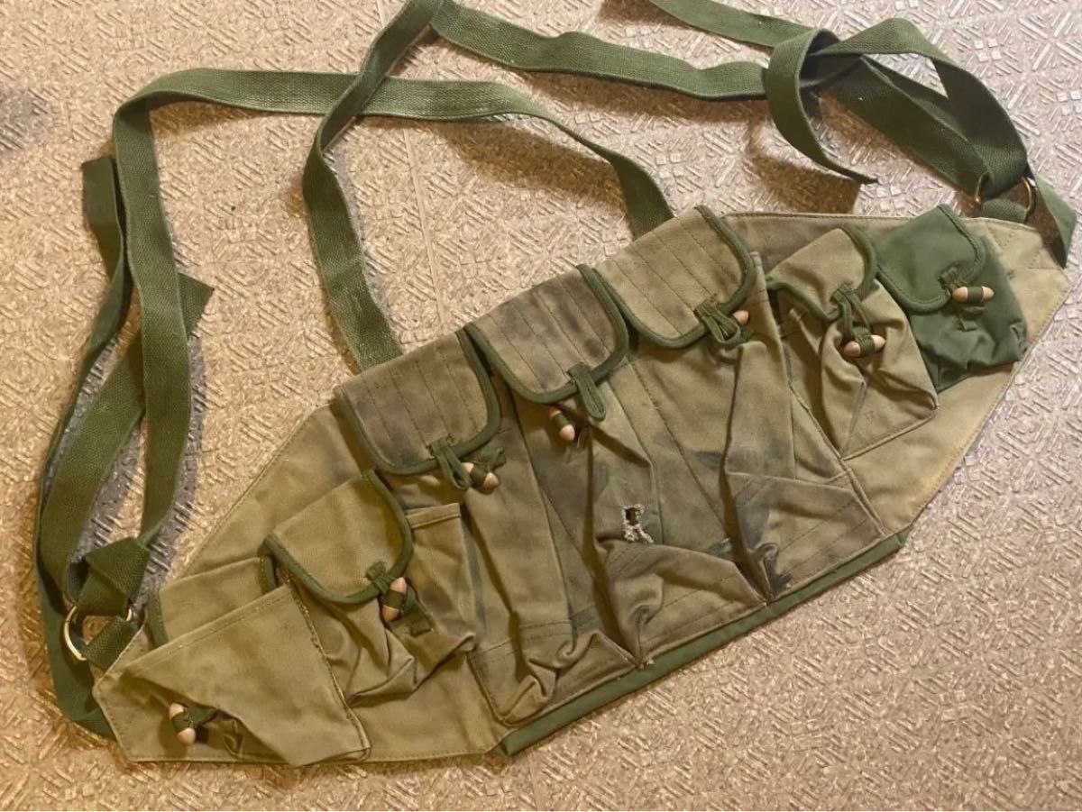 C）実物中古 中国人民解放軍81式弾帯 56式 AKチェストリグ マガジン