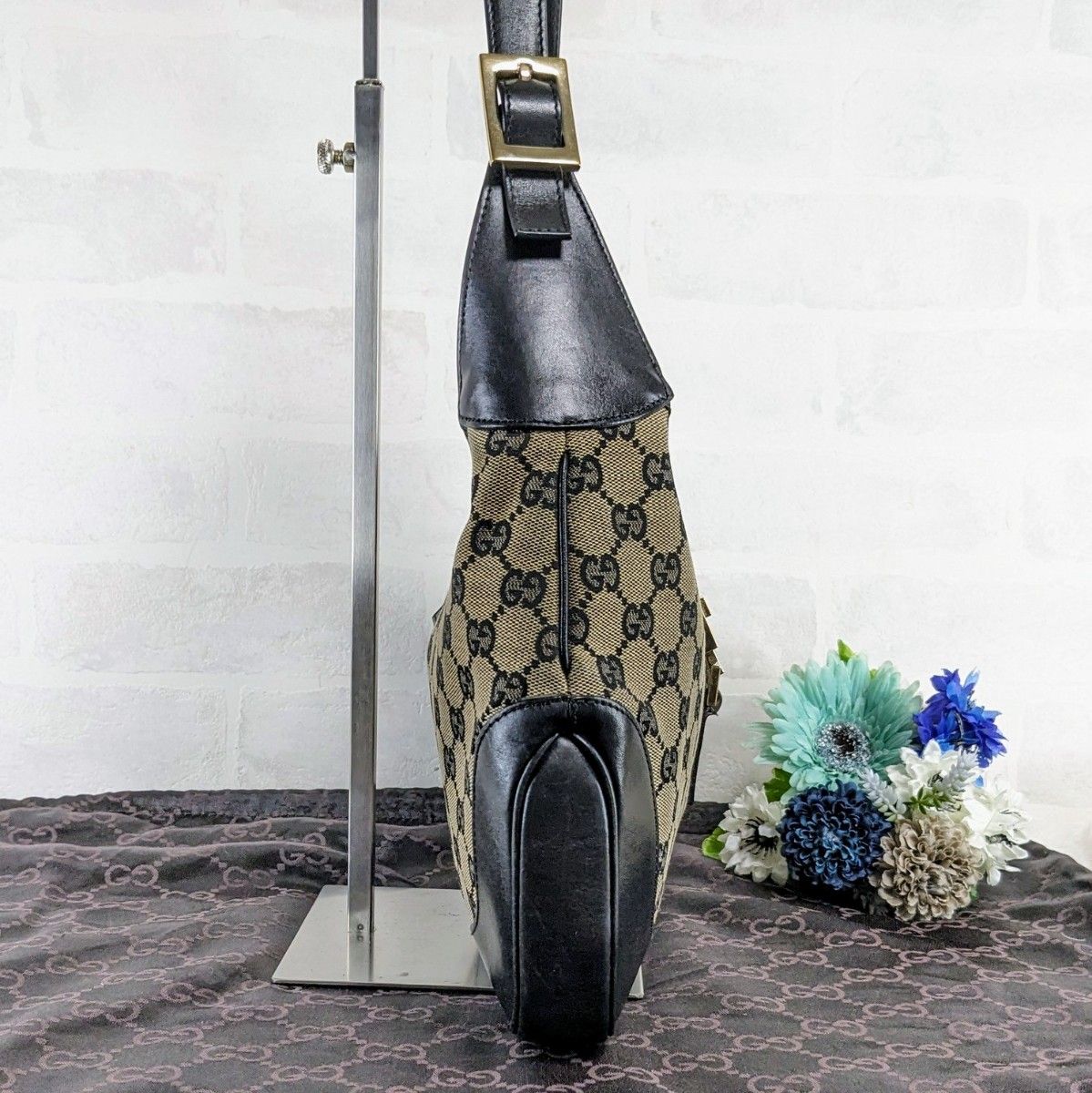 美品 GUCCI グッチ ジャッキー レザー GGキャンバス ショルダーバッグ