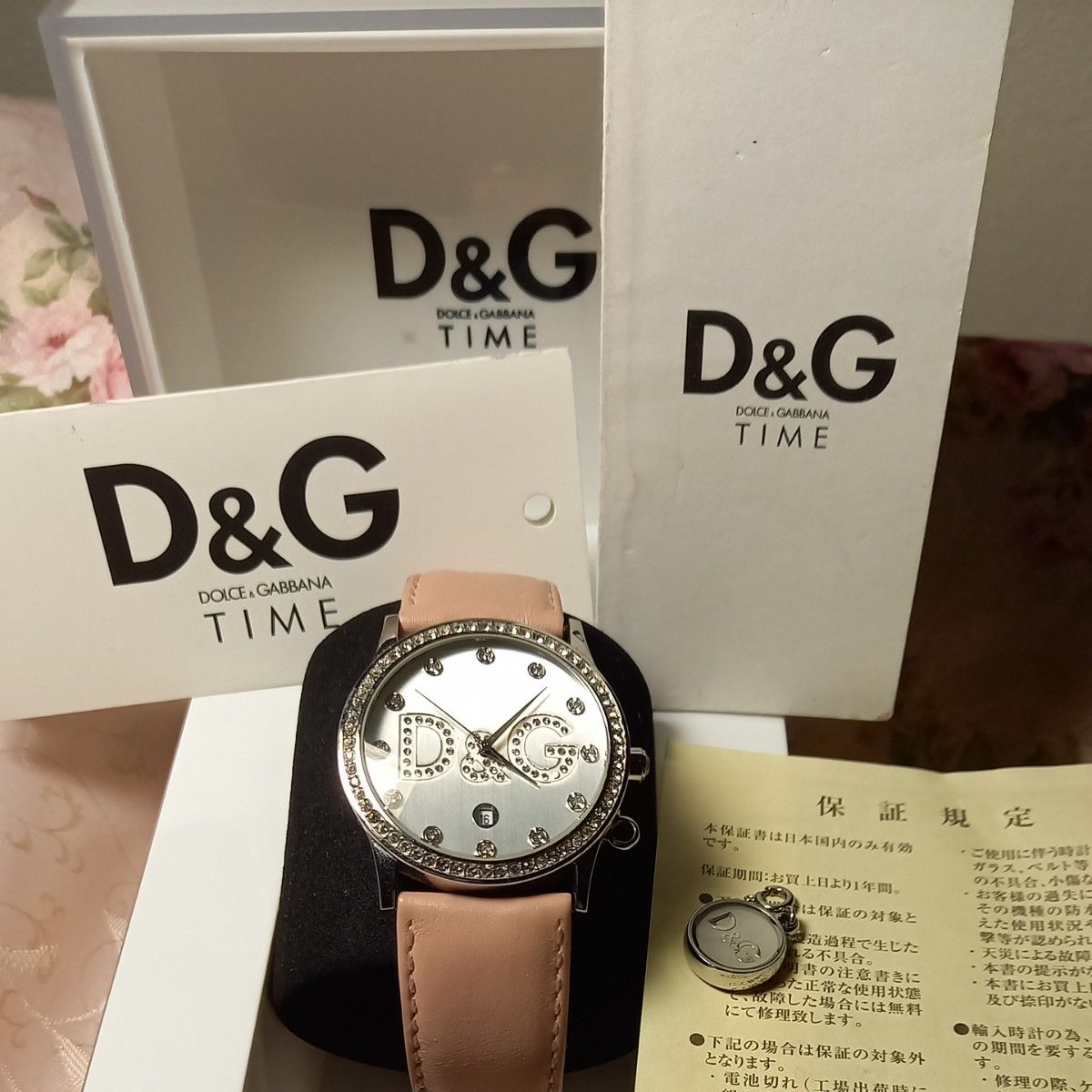 値下げ D&G ドルチェ&ガッバーナ グロリア腕時計 稼働 ライトストーン