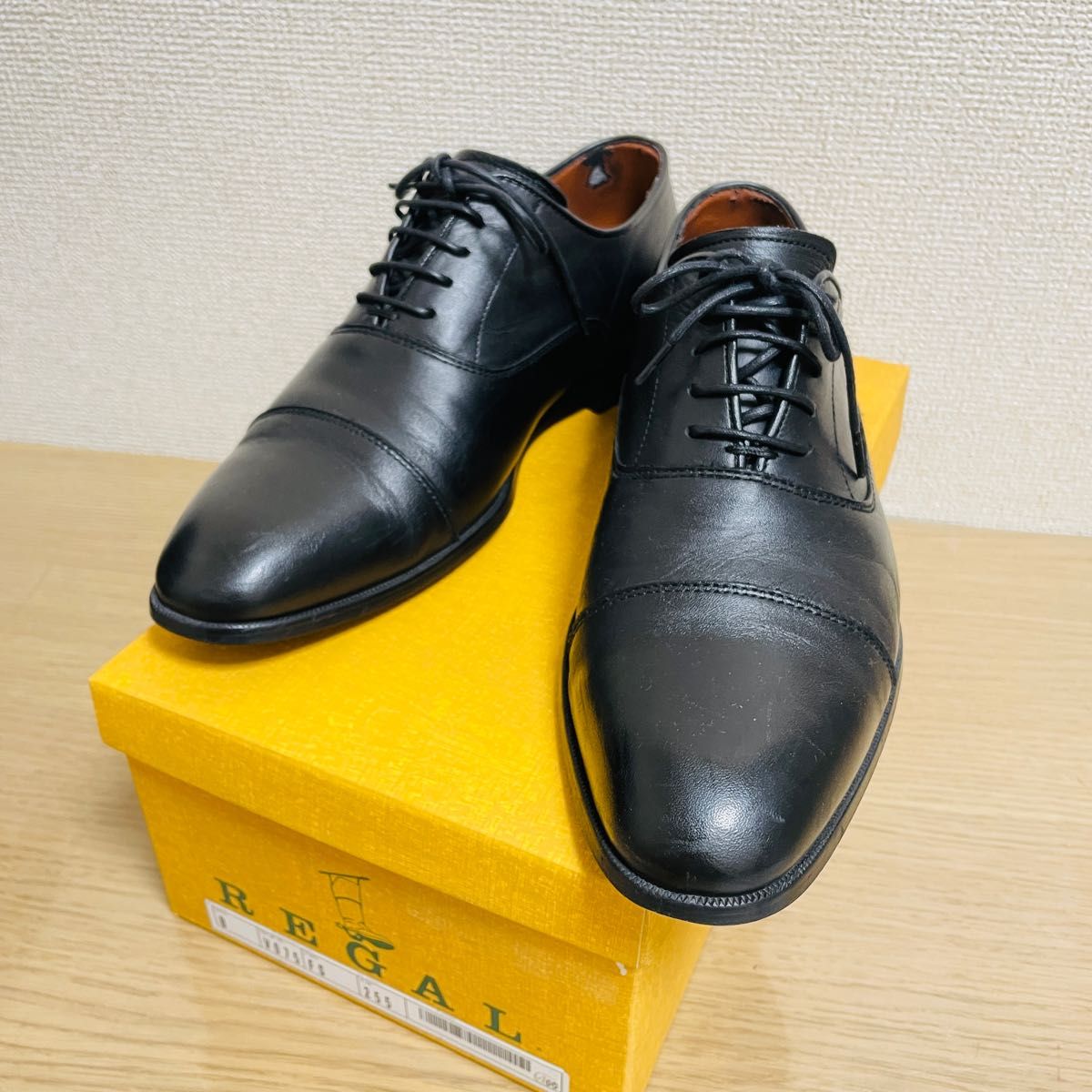 リーガル 25 5cm 内羽根 革靴 EEE V075 ストレートチップ 箱付 REGAL