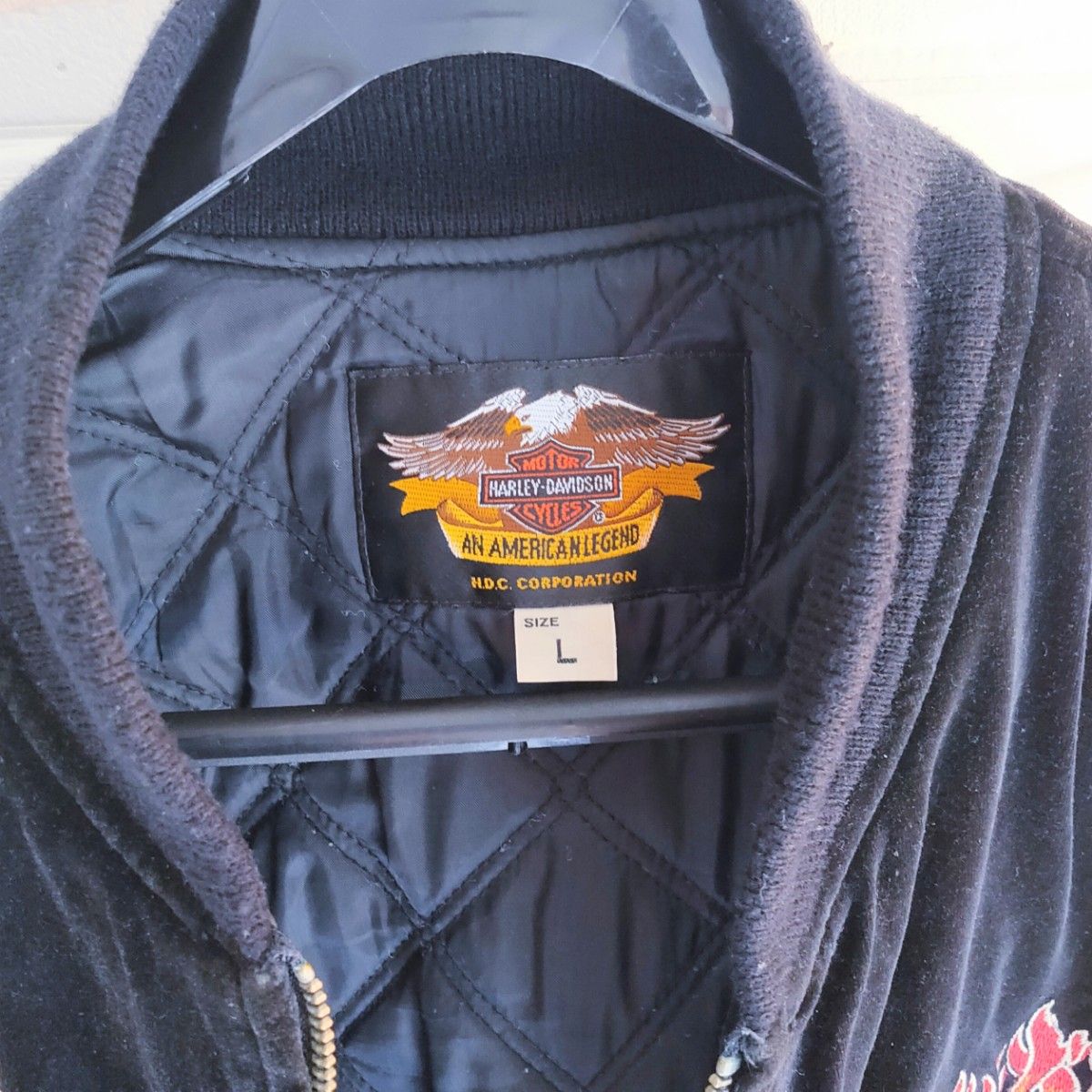ハーレーダビッドソン (Harley Davidson) 90s ベロア 刺繍ロゴ