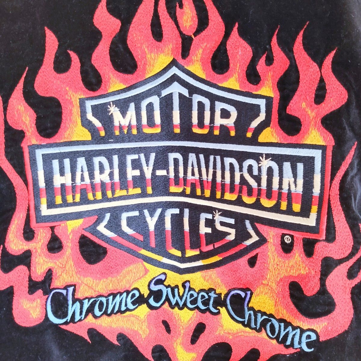 ハーレーダビッドソン (Harley Davidson) 90s ベロア 刺繍ロゴ