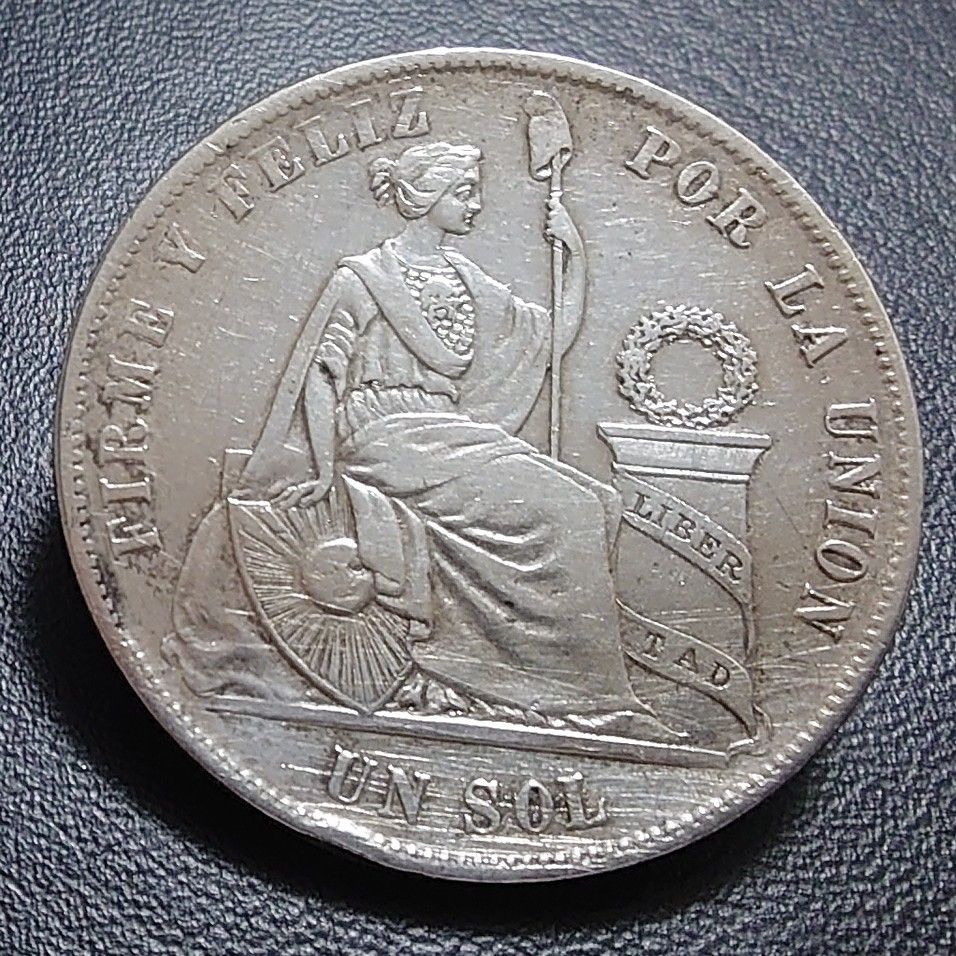 1875年 ペルー銀貨 女神座像 貿易銀 1ソル銀貨 SV900 比重10 18｜Yahoo