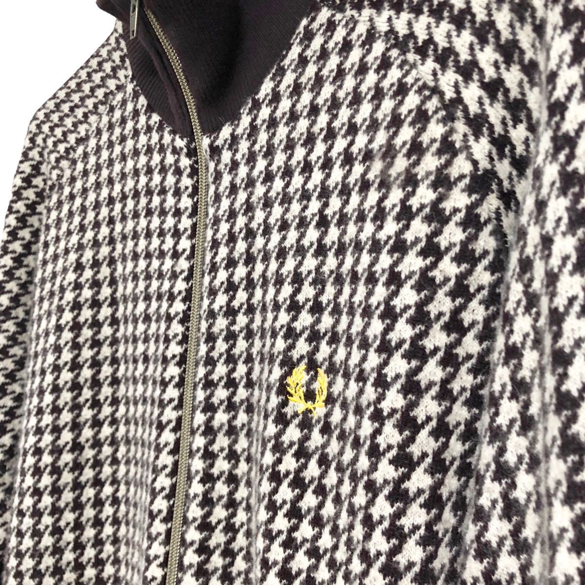美品 フレッドペリー トラックジャケット ウール 千鳥柄 ブラウン茶