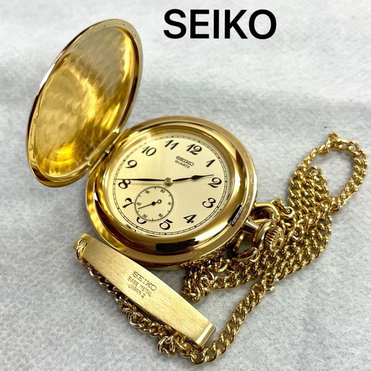 稼働 美品 SEIKO 懐中時計 スモセコ メンズ ゴールド 内閣総理大臣