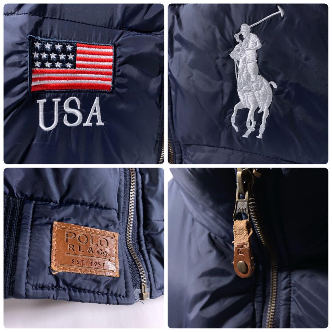 ポロラルフローレン ダウンジャケット ネイビー XL ビッグポニー 刺繍