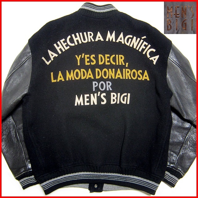 即決 MEN'S BIGI メンズL レザーアームスタジャン メンズビギ 希少