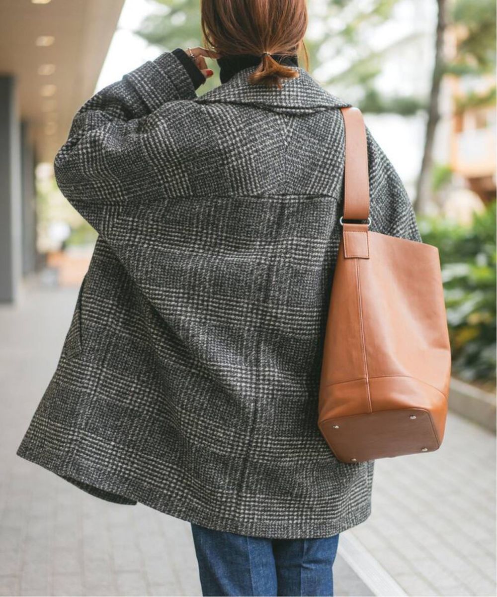Spick and Span Wスライバーチェックハーフコート ブラック 38
