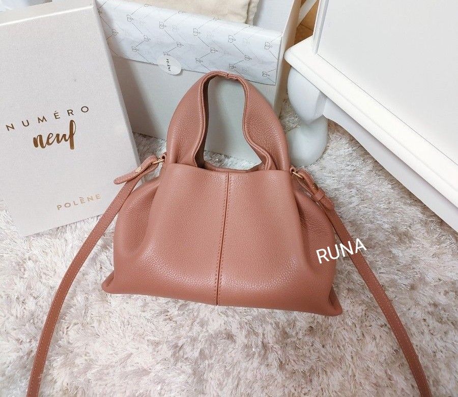 POLENE ポレーヌ Numero Neuf Mini パウダー ピンク ハンドバッグ