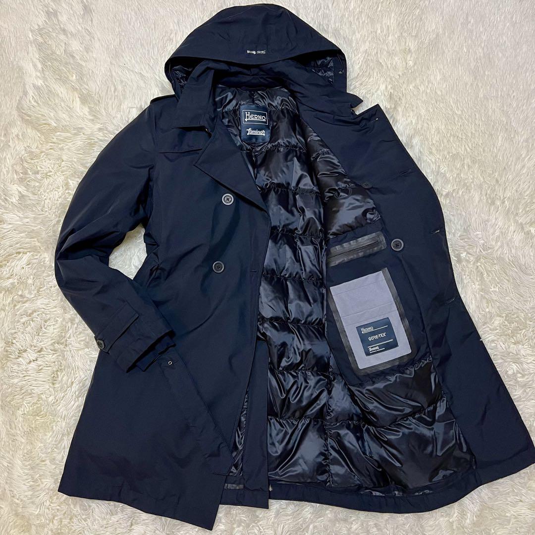 美品】HERNO Laminar GORE-TEX ダウントレンチコート 黒 極上 メンズ